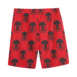 Black And Red Spartan Pattern Print Men's Sports Shorts