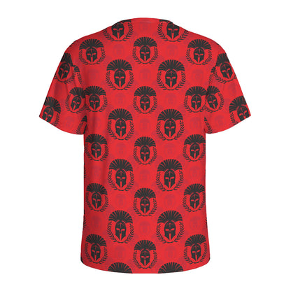 Black And Red Spartan Pattern Print Men's Sports T-Shirt