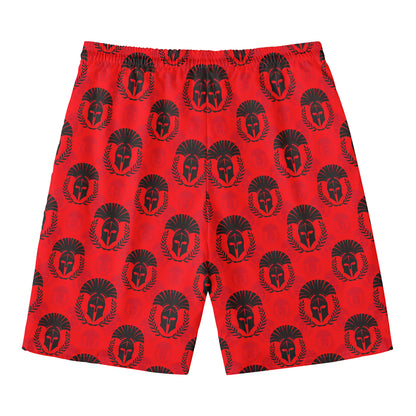 Black And Red Spartan Pattern Print Men's Swim Trunks