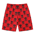 Black And Red Spartan Pattern Print Men's Swim Trunks