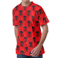 Black And Red Spartan Pattern Print Men's Velvet T-Shirt