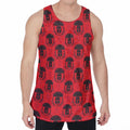 Black And Red Spartan Pattern Print Men's Velvet Tank Top