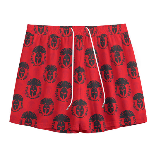 Black And Red Spartan Pattern Print Mesh Shorts