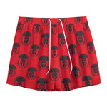 Black And Red Spartan Pattern Print Mesh Shorts