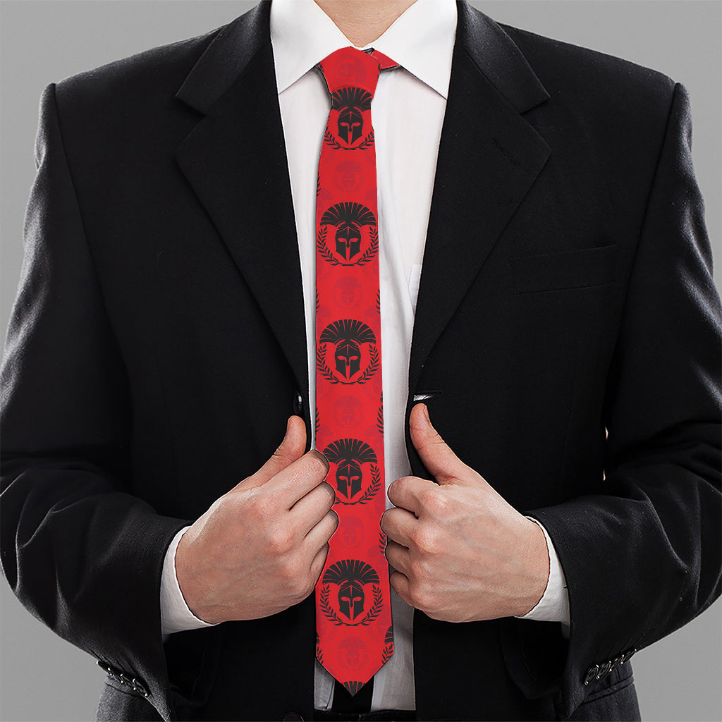 Black And Red Spartan Pattern Print Necktie
