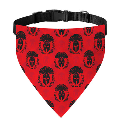Black And Red Spartan Pattern Print Over The Collar Dog Bandana