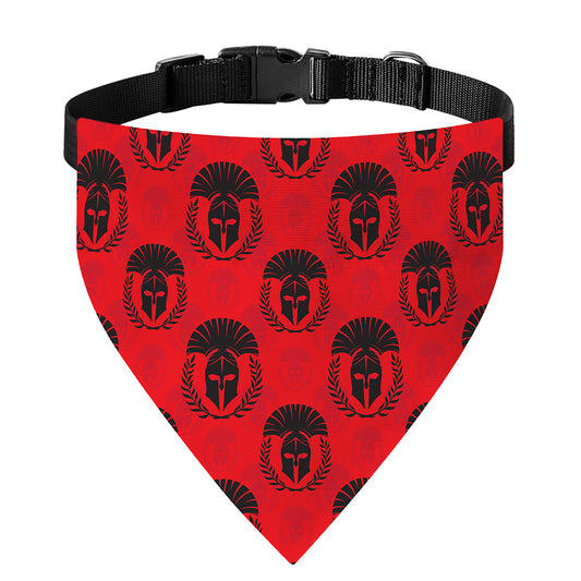 Black And Red Spartan Pattern Print Over The Collar Dog Bandana