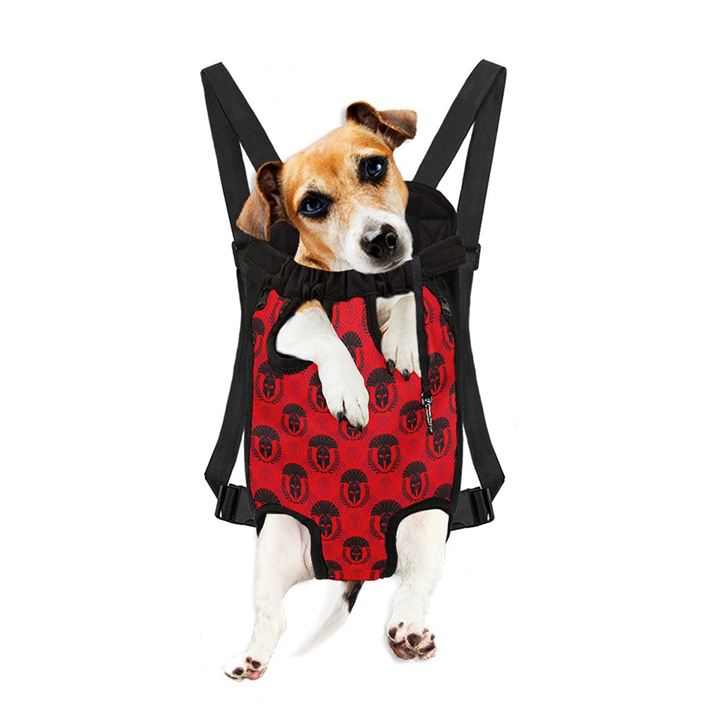 Black And Red Spartan Pattern Print Pet Carrier Backpack