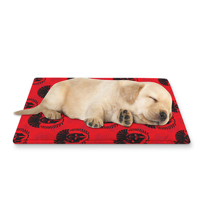 Black And Red Spartan Pattern Print Pet Cooling Mat Cover