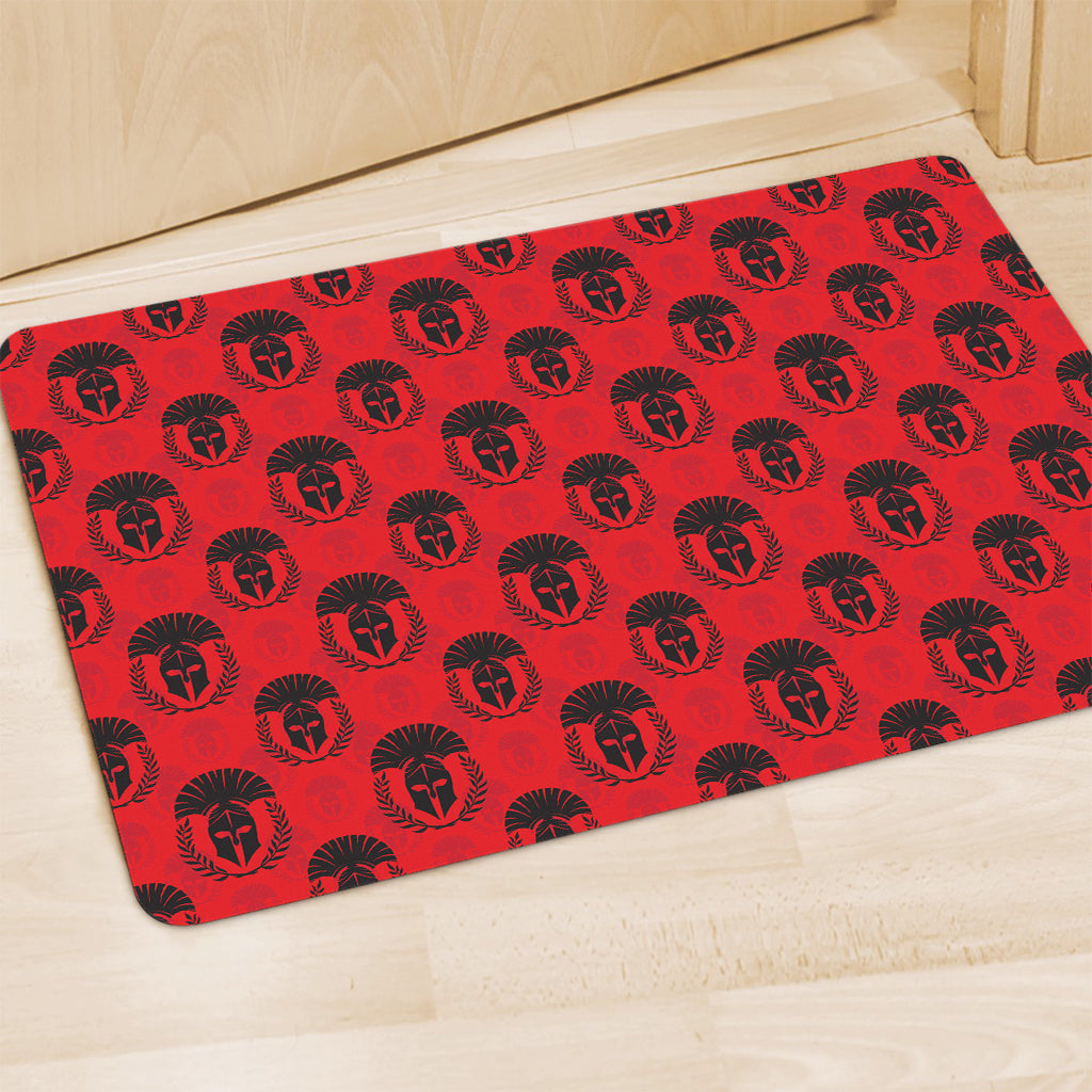 Black And Red Spartan Pattern Print Polyester Doormat
