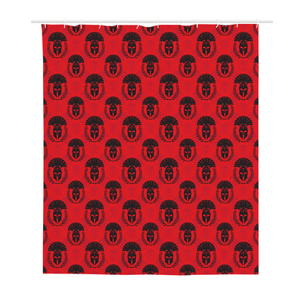 Black And Red Spartan Pattern Print Polyester Shower Curtain