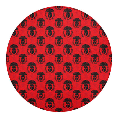 Black And Red Spartan Pattern Print Round Blanket