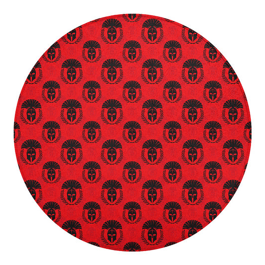 Black And Red Spartan Pattern Print Round Blanket