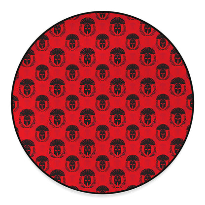 Black And Red Spartan Pattern Print Round Floor Mat