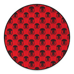 Black And Red Spartan Pattern Print Round Floor Mat