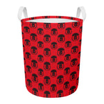 Black And Red Spartan Pattern Print Round Laundry Basket