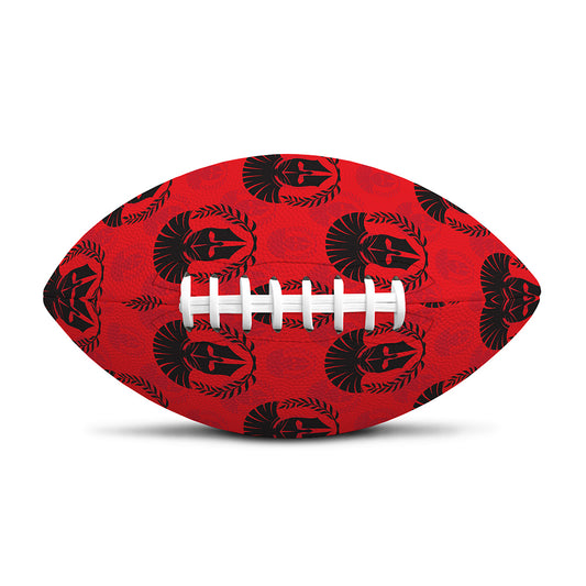 Black And Red Spartan Pattern Print Rugby Ball