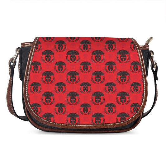 Black And Red Spartan Pattern Print Saddle Bag