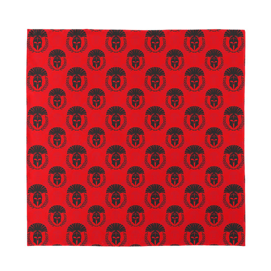 Black And Red Spartan Pattern Print Silk Bandana