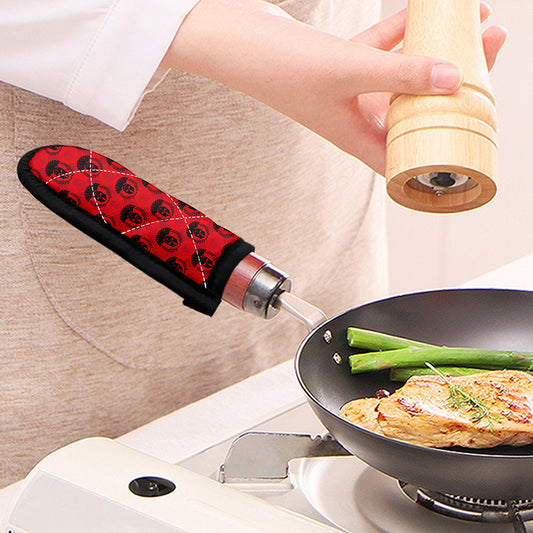 Black And Red Spartan Pattern Print Skillet Handle Cover