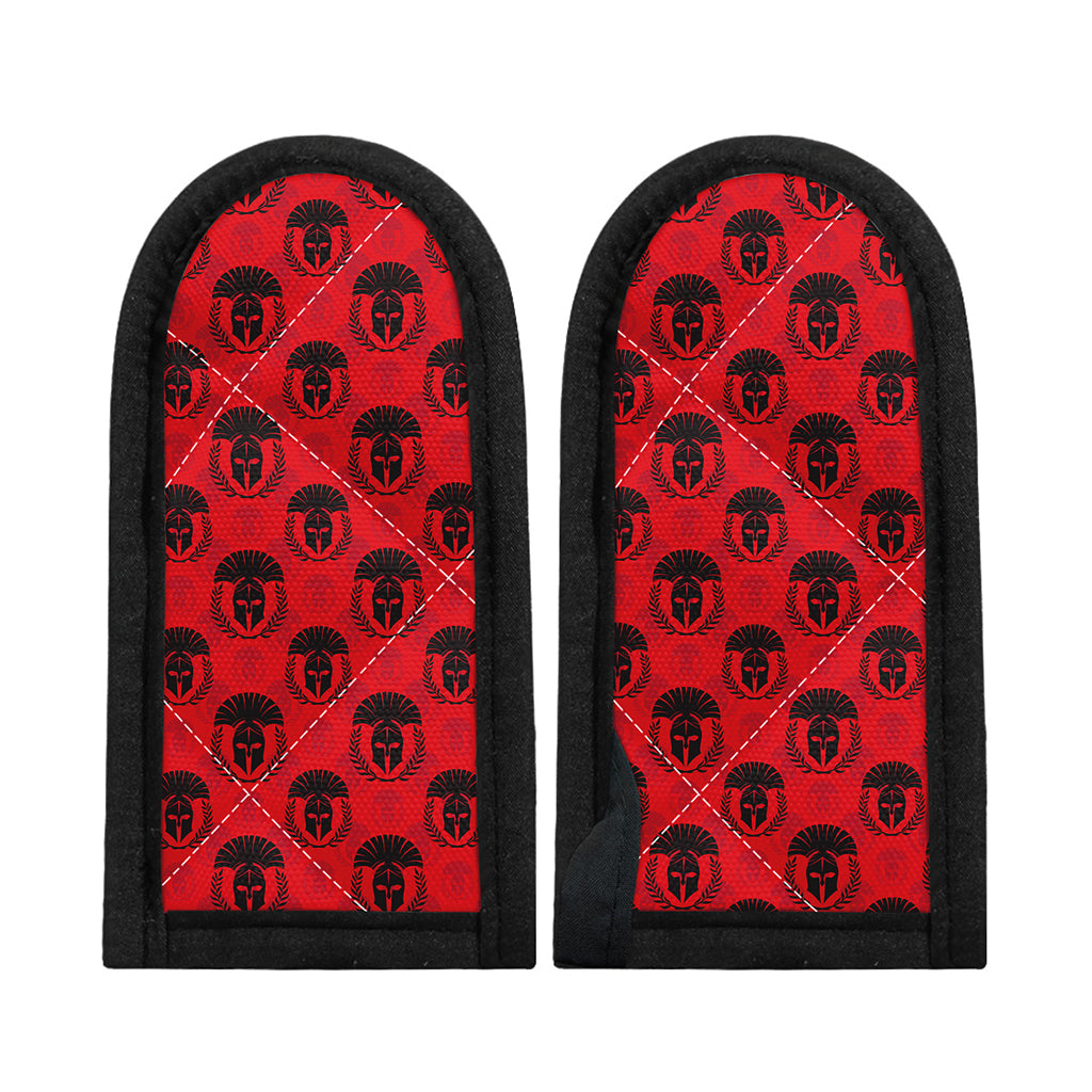 Black And Red Spartan Pattern Print Skillet Handle Cover