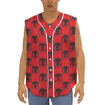 Black And Red Spartan Pattern Print Sleeveless Baseball Jersey