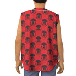 Black And Red Spartan Pattern Print Sleeveless Baseball Jersey