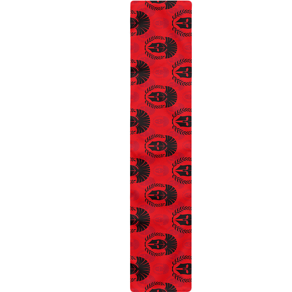 Black And Red Spartan Pattern Print Table Runner