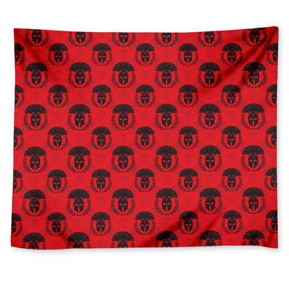 Black And Red Spartan Pattern Print Tapestry