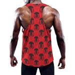 Black And Red Spartan Pattern Print Training Tank Top