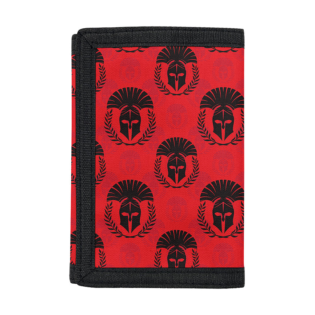Black And Red Spartan Pattern Print Trifold Wallet
