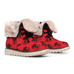 Black And Red Spartan Pattern Print Winter Boots