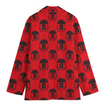Black And Red Spartan Pattern Print Women's Cotton Blazer