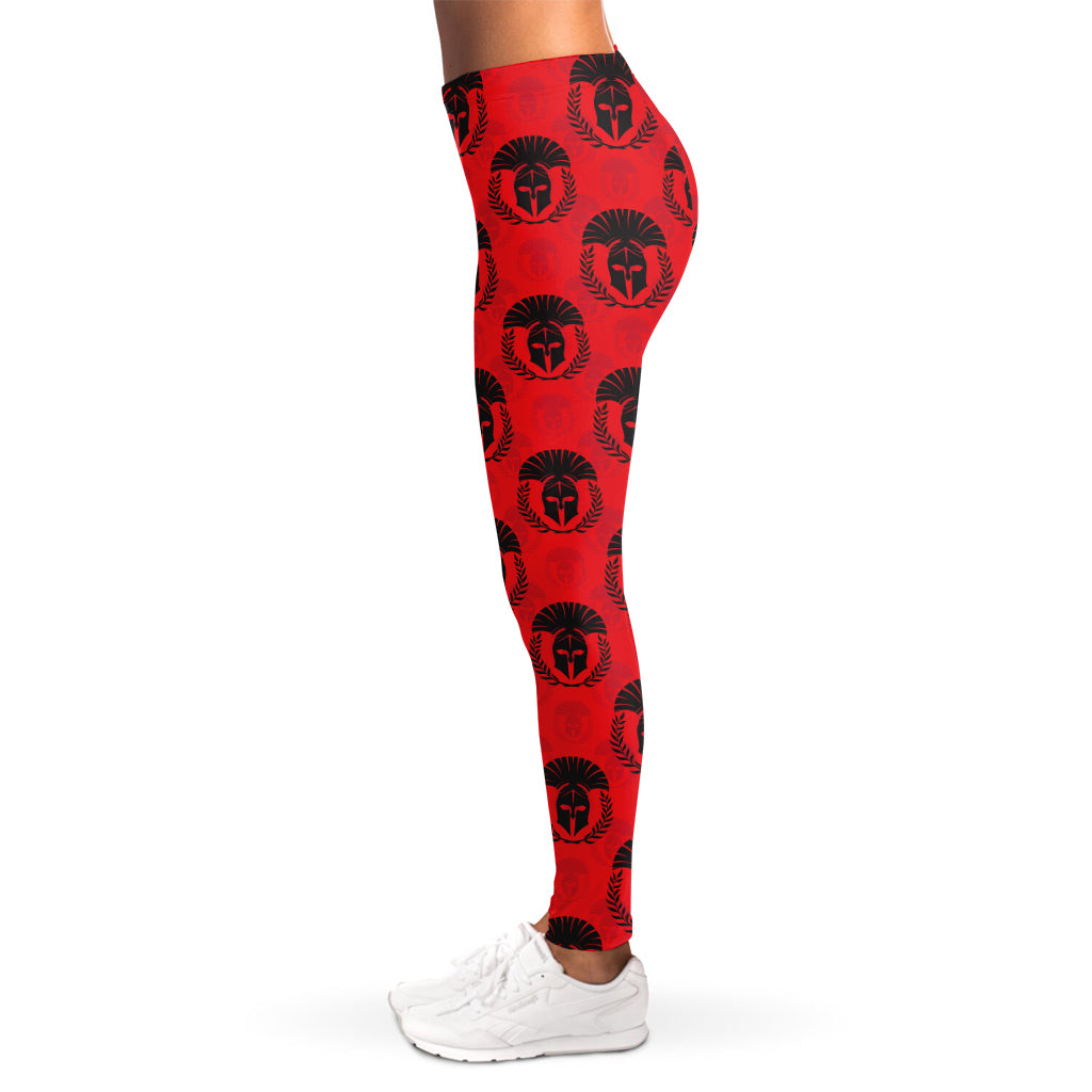 Black And Red Spartan Pattern Print Women's Leggings