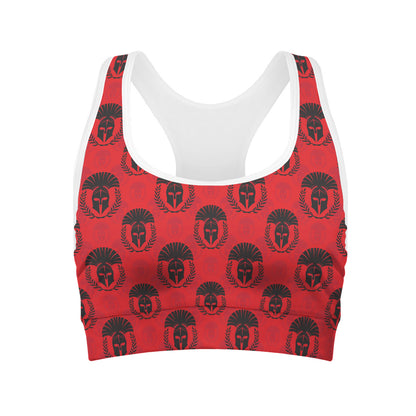 Black And Red Spartan Pattern Print Women's Sports Bra
