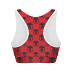 Black And Red Spartan Pattern Print Women's Sports Bra