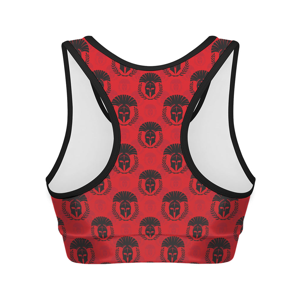 Black And Red Spartan Pattern Print Women's Sports Bra