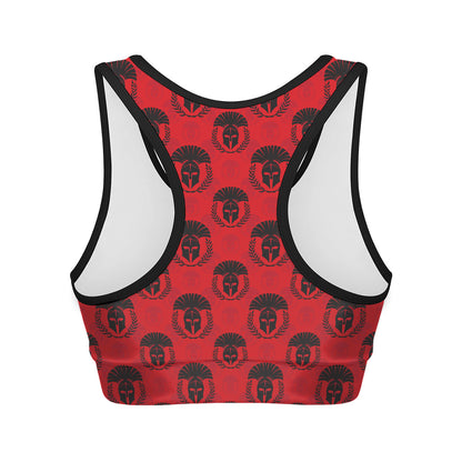 Black And Red Spartan Pattern Print Women's Sports Bra