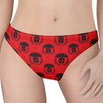 Black And Red Spartan Pattern Print Women's Thong