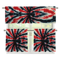 Black And Red Spider Tie Dye Print 3 Piece Kitchen Curtains