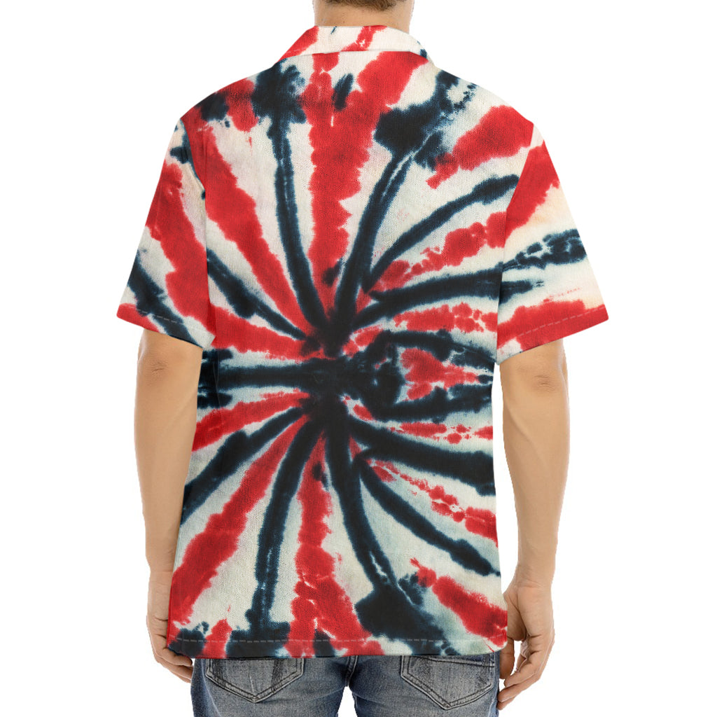 Black And Red Spider Tie Dye Print Aloha Shirt