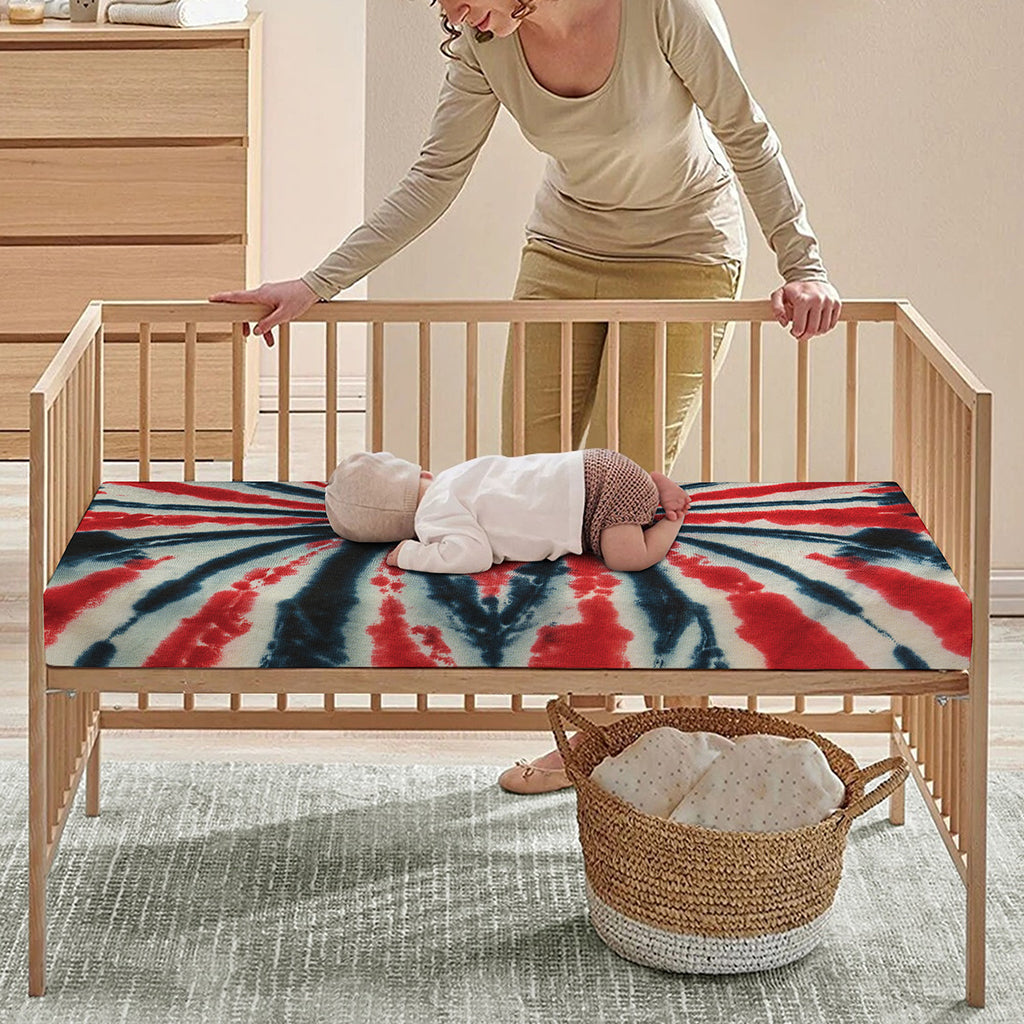 Black And Red Spider Tie Dye Print Baby Crib Sheet