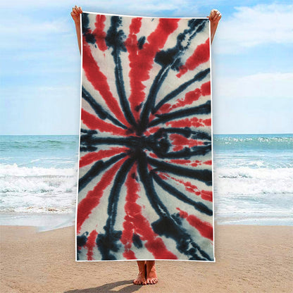 Black And Red Spider Tie Dye Print Beach Towel