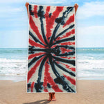 Black And Red Spider Tie Dye Print Beach Towel
