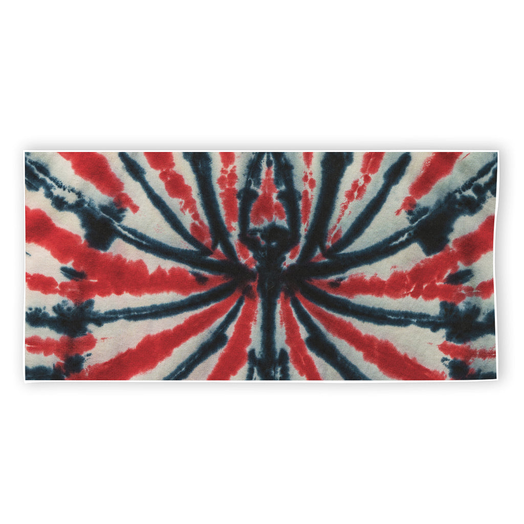 Black And Red Spider Tie Dye Print Beach Towel