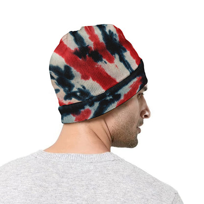 Black And Red Spider Tie Dye Print Beanie