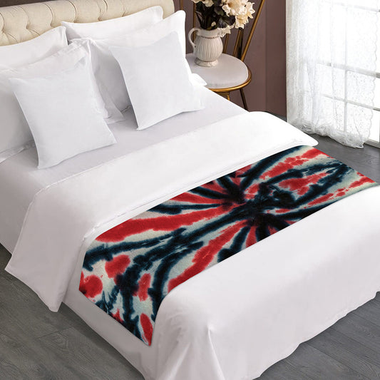 Black And Red Spider Tie Dye Print Bed Runner