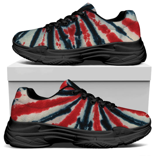 Black And Red Spider Tie Dye Print Black Chunky Shoes