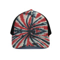 Black And Red Spider Tie Dye Print Black Mesh Trucker Hat