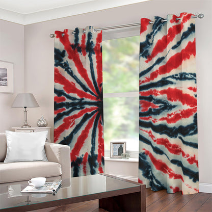 Black And Red Spider Tie Dye Print Blackout Grommet Curtains